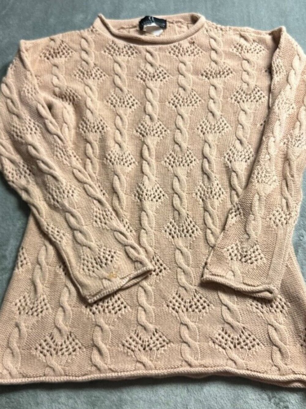 Carole Little Sweater Women's Small Tan Knitted Sweatshirt